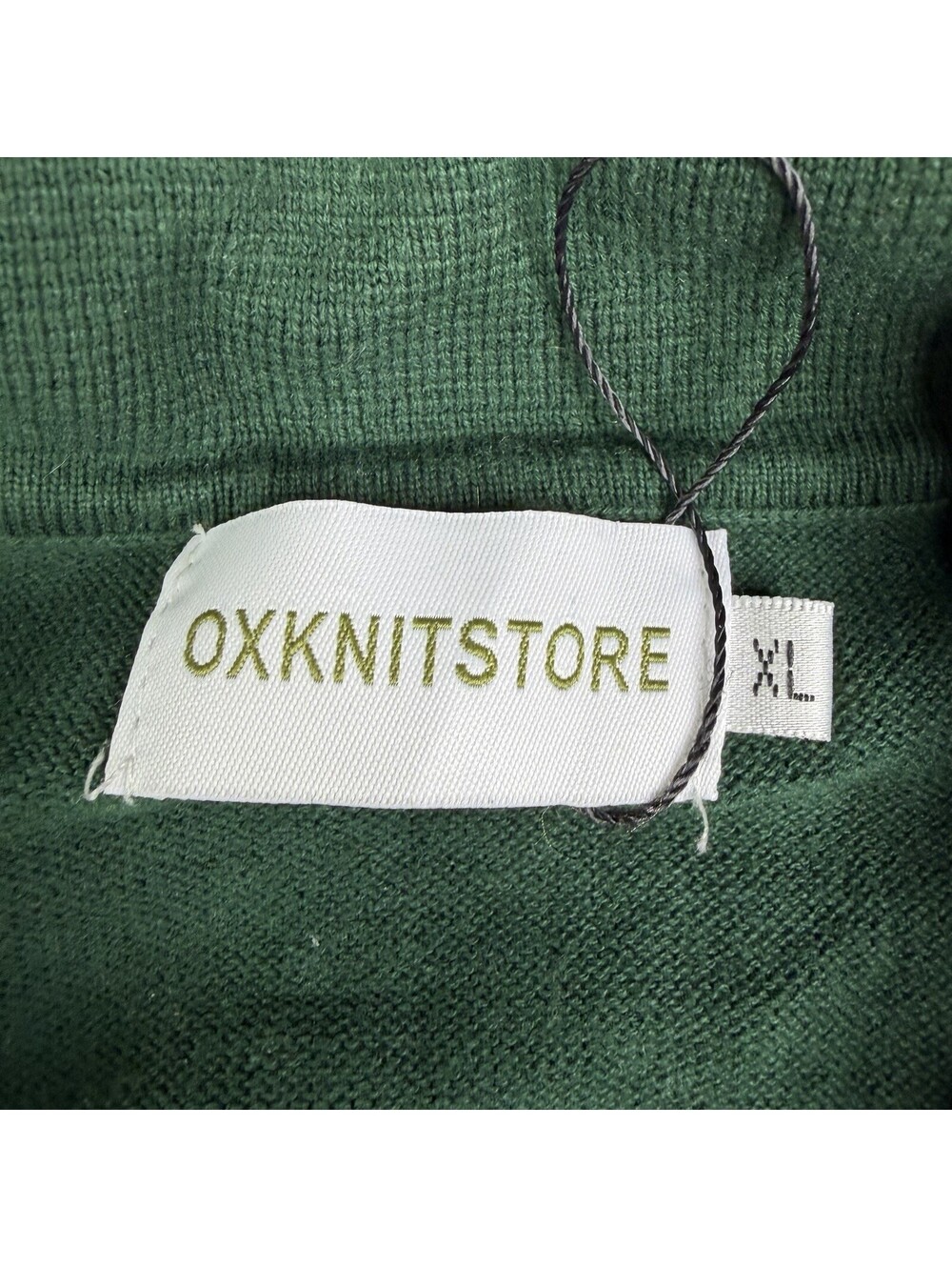 OXKNITSTORE Mens XL Knit Cotton Cardigan Sweater SS Button Green Stripe - Picture 2 of 7
